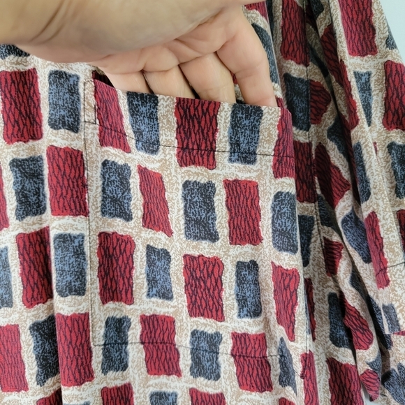 Retro Threads Red/Blue Color Block Button Front Shirt Sz XL Short Sleeve Lyocell - Picture 4 of 12